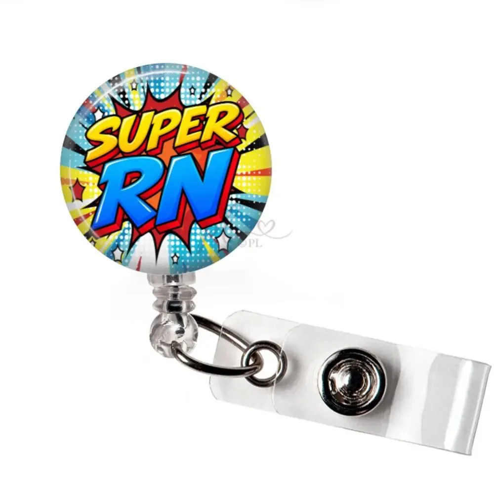 Super RN Badge Reel Registered Nurse Comic Book Superhero ID Holder Nurse Gift